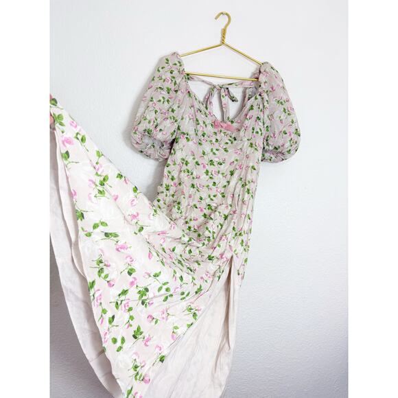 Revolve LPA Hartley Midi Dress Size Medium Floral Puff Sleeve Coquette Feminine - Picture 11 of 14